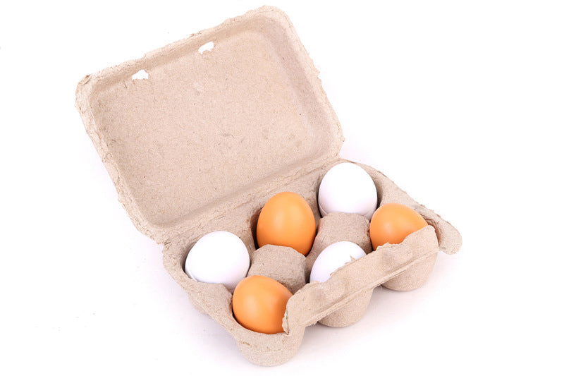 Wooden Play Eggs in Carton