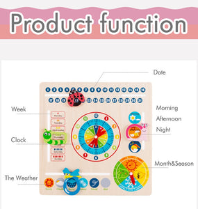 My Day Wooden  Multifunction 6 in 1 Hanging Kids Calendar