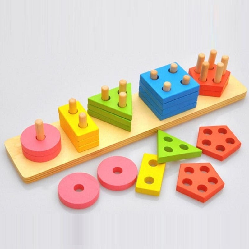 Wooden Geometric Puzzle Sorter