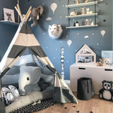 Kids Teepee Play Tent - Canvas Grey Stripe