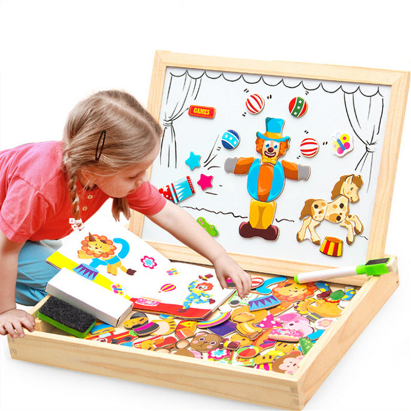 2-in-1 Art Easel with Magnetic Puzzle