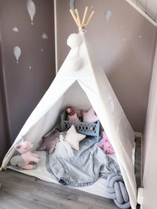 Kids Teepee Play Tent - Raw White