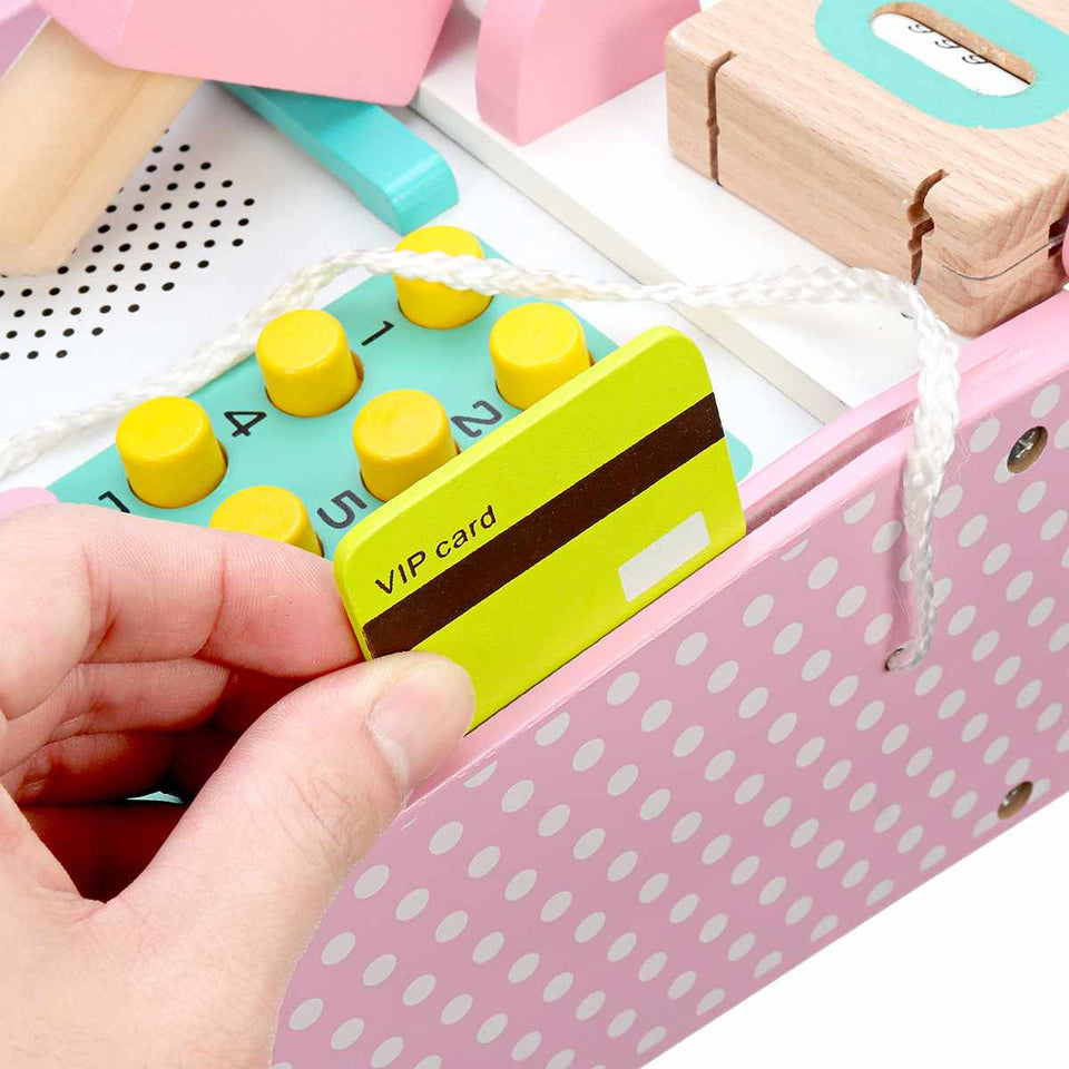 Pink Wooden Cash Register Pretend Play