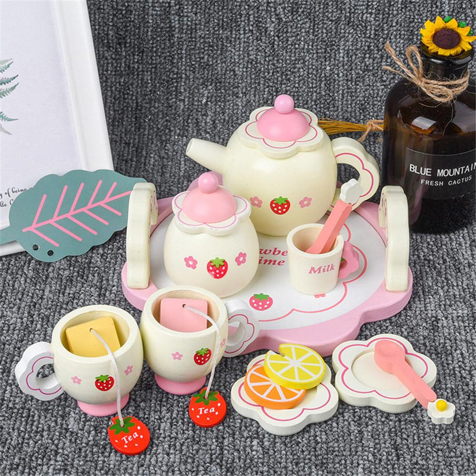 Wooden Pink Tea Set