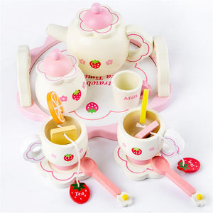 Wooden Pink Tea Set